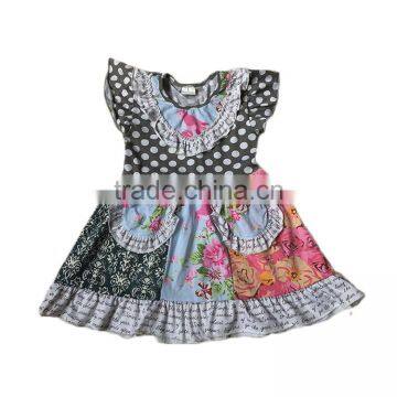 Yawoo patchwork flutter sleeve dress online children clothing cute baby girl dress