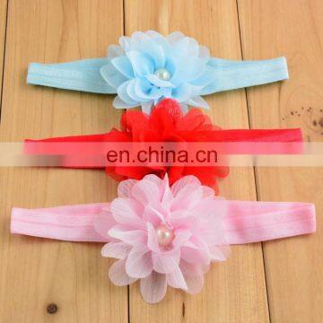 high quality children headdress draped Chiffon pearl hair band Girl headbands