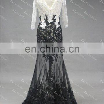 LN137 New Sexy See Through 3/4 Sleeves Real Samples Of Lace Evening Dress photo-5