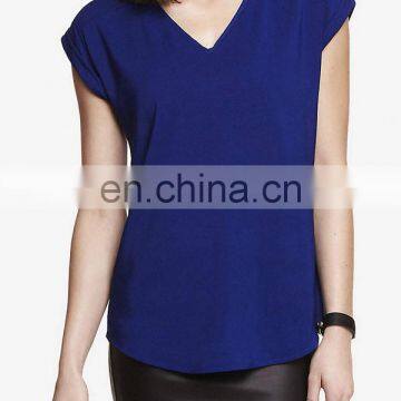 CHEFON Cuffed cap sleeve silky fabric women short sleeved formal blouses and skirts