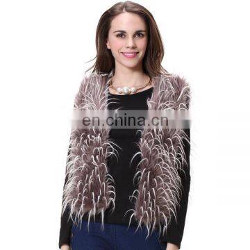 Wholesale Ladies Elegant Coat Fake Feather Women Winter Cape Coat