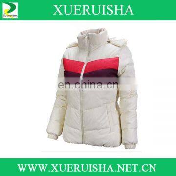 white soft down jacket for woman to keep warm from cold