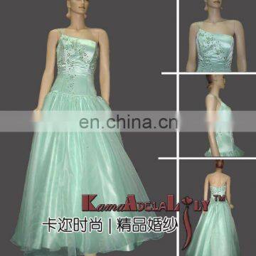 E0120 Fashionable organza with beading detachable strap formal dress