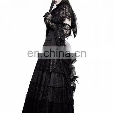Q-309 Punk Rave Gothic Gypsy Black Long Skirt photo-5
