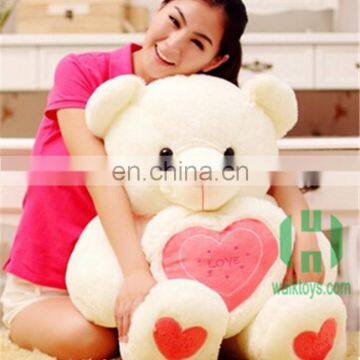 HI CE latest plush stuffed toy giant custom love dolls white teddy bear with red heart for sale