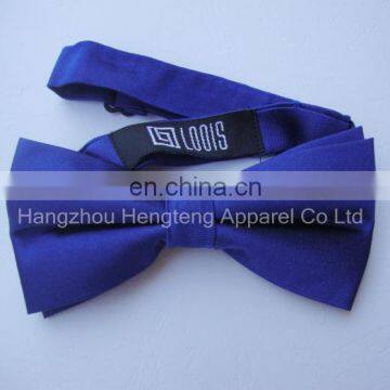 Pre tied 100% Silk Bow Tie with Solid Blue Color