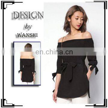 Hot sale women clothing latest design wholesale off the shoulder tunic tops for women