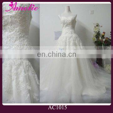 AC1015. Real sample Lace beading A line Wedding Dress