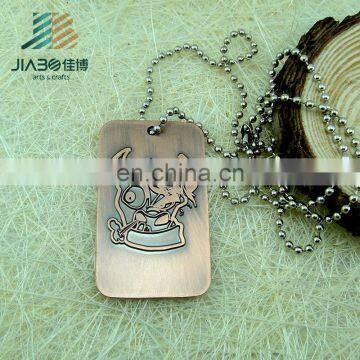 JiaBo custom antique copper engraving metal dog tag with necklace