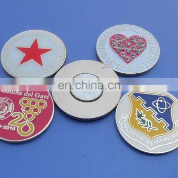 rhinestone on heart metal magnetic golf ball marker wholesale