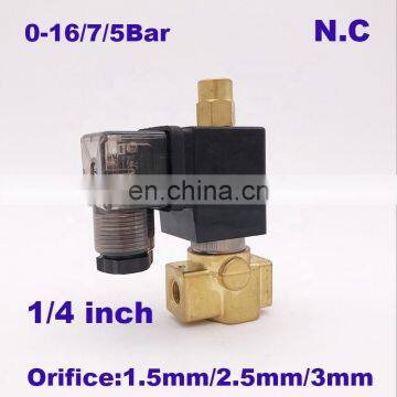 GOGO Normally Closed Direct Acting Brass Small Gas 3/2 Way Plug Solenoid Valve 1/4" BSP 220V AC 1.5mm/2.5mm/3mm NBR Seals Valve photo-3
