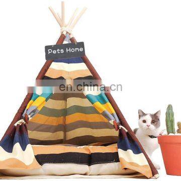 New Design Colorful Pet Teepee Tent Portable Dog House Washable Canvas Dog Tent