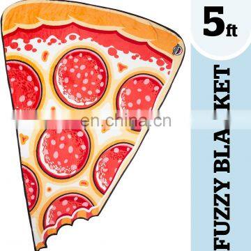 High Quality Fuzzy Pizza Shape Sublimation Blanket Funny Blankets