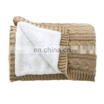 China Factory Supplier New Design Solid Color 2 Layers Acrylic and Wool Sherpa Winter Traveling Blanket With Competitive Price photo-6