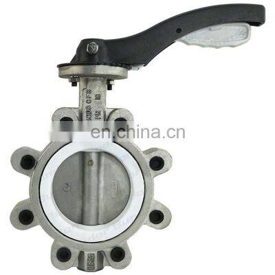 Bundor PTFE Lined Stainless Steel Lug Type Wafer 6 Inch Lever Operated api 609 butterfly valve lug type Butterfly Valve