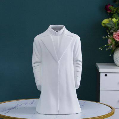 Creative Fashion White Wind Coat Clothes Jingdezhen Ceramic Vase For Living Room