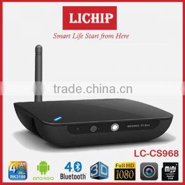 smart android 4.4 RK3188 1080p wifi bluetooth 4.0 3D 2.0mp camera LC-CS968 TV box