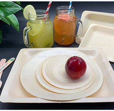 9 inch Eco Friendly Birchwood Round Dinner Plates Compostable Plates