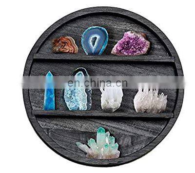 Black Wooden Crescent Moon Shelf Set Moon Decor Crystal Display Wood Shelf photo-3