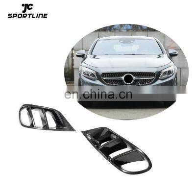 JCSPORTLINE Carbon Fiber S500 S550 Front Foglamp Cover Trims for Mercedes Benz S Class Coupe 2 Door 2014-2017