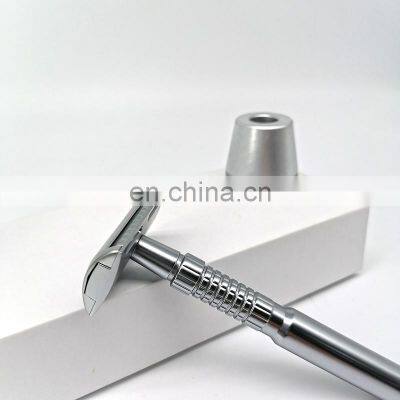 Colorful Matte Silver Stainless Steel Custom Double Edge Safety Shaving Razor for Men photo-3