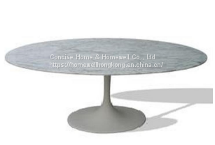 DT1506-18 Luxury contemporary table natural marble top trumpet shape steel base Dining Table