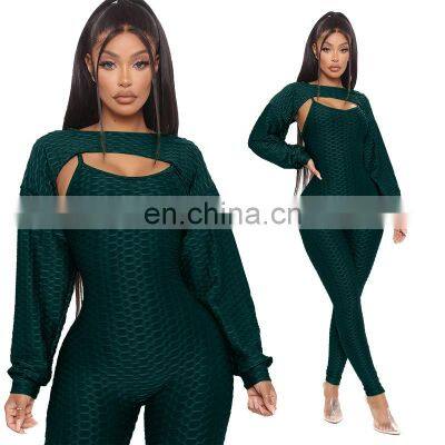 Производитель осуществляет индивидуальную настройку для бренда. Весенне-осенняя женская трикосочетанная джакардная спортивная костюм с длинными рукавами, модная, повседневная, для полных женщин. photo-5