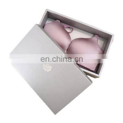 Fancy Printed Logo Custom Accepted Bra Scarf Packing and  Printing Pink Card Paper Lingerie Box for Bra