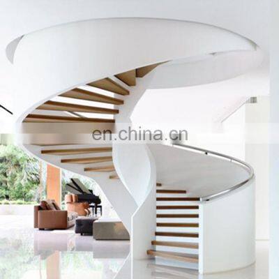 Hot Selling Arc Staircase Interiors Double Stringer Arc Stairs Staircase With Wood tread lights