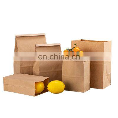 Custom for food grade kraft paper bag recycled brown paper bag with logo printed kraft paper bag