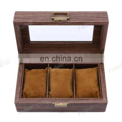 Hot- Selling Watch Case Display 3 Slots Wooden Watch Box Packaging With Lock photo-2