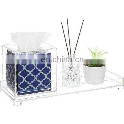 Acrylic Bathroom Organizer Toilet Tank Tray Tissue Box Holder