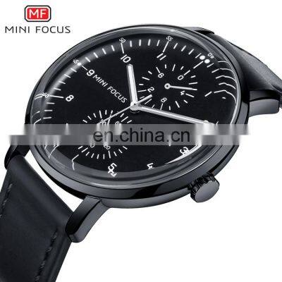 MINI FOCUS MF0052G Popular Men Quartz Watch Custom Logo Leather Strap Diamond Mens Luxury Watch photo-3
