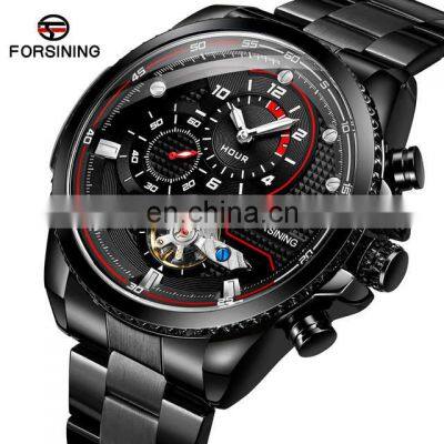 FORSINING 379 Man Quartz Watches  stainless steel band private label sports chrono automatic watch