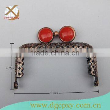 Wholesale small purse metal frame with red gems