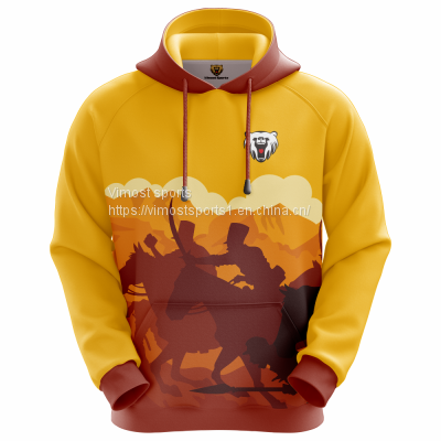 Yellow Custom Sublimation Hoodie of Soldier Pattern photo-2