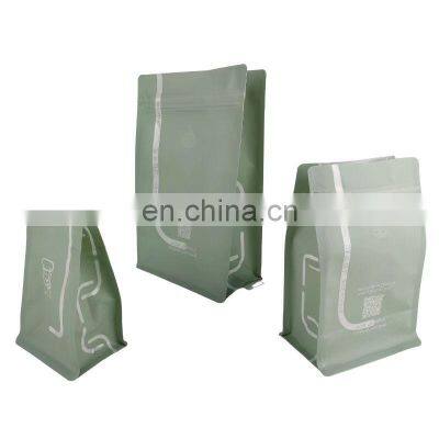 custom eight sides seal food bags flat bottom coffee bags with valve and zipper