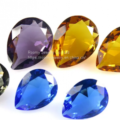 Colored Faceted Briolette Water Drops Jewelry Making Glass Beads Synthetic Gemstones Synthetic Glass