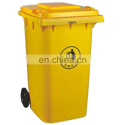 240 liter mobile custom hospital plastic garbage bin yellow medical waste bin