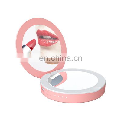 Powerbank Mini Pink Power Bank Lady Makeup Mirror Powerbank With Led Light