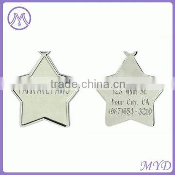 OEM 925 sterling silver blank star silver pet ID tag