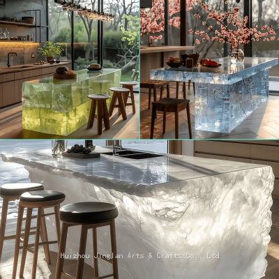 Crystal Luminous Island, Transparent Bar, Internet Celebrity, Popular Drainage Table, Integrated Acrylic, Light Luxury, Luminous Stone Table, Tea Table, Bar, High-end Sense photo-4