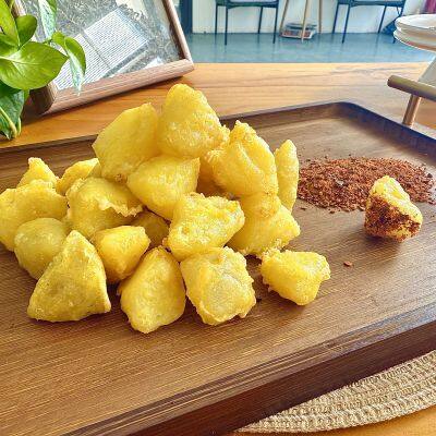 Картошка с рисовой корочкой - острый чесночный вкус, без глютена/не содержит генетически модифицированных организмов, для салатов, миски или в качестве самостоятельного закуски
