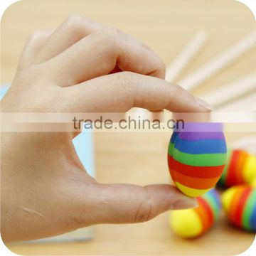 Egg Eraser Cute cartoon color egg type pencil eraser many colors in one eraser brighrt color size 7.8*5.8*3cm factory made