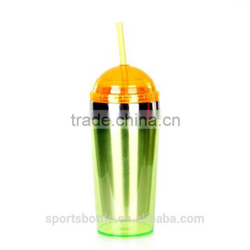 Hot sale food safe summer crystal stainless steel straw tumbler, bpa free straw mug