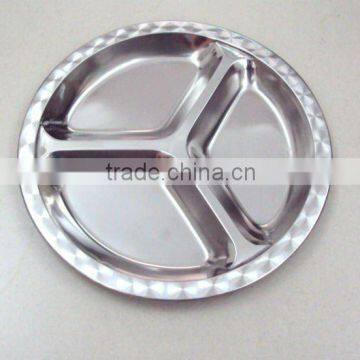 Stainless Steel Mess dinner tray Stainless Steel 3 Compartment Tray Round Mess Tray