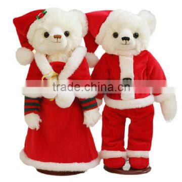 Plush Couple Christmas Teddy Bear/Wedding Teddy Bear Wearing Christmas Dress