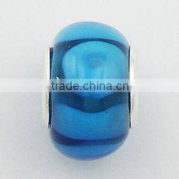 Blue Donuts In Blue Murano Glass Bead Sterling Silver Core