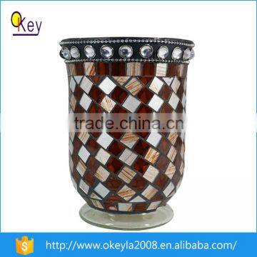 2016 fashional wholesale home decoration mosaic glass vases with led