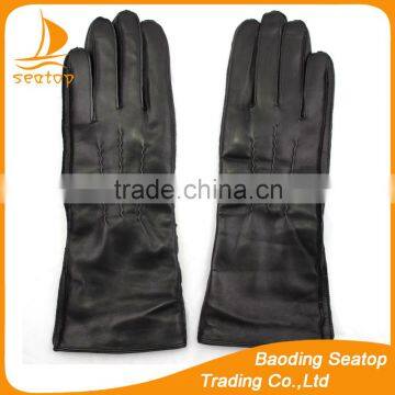 2016 high quality fashion black long leather gloves women leather gloves with wholesale price